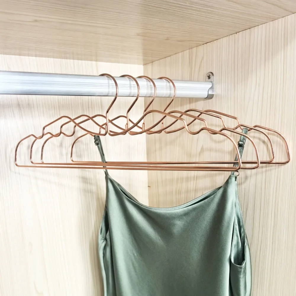 5pcs New Short Neck Hangers,Ultra-thin Space Saving Metal Clothing Hanger for Storage,Non-trace Skin-Smooth Drying Racks