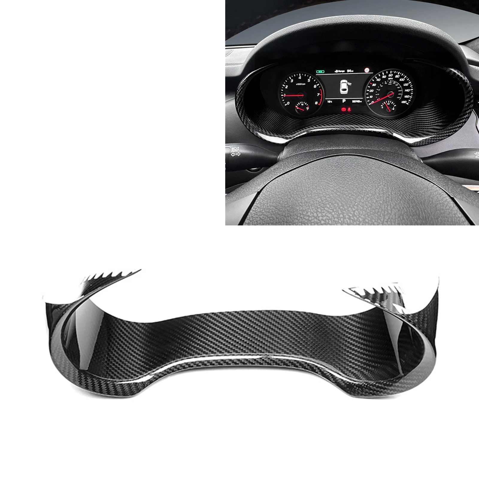 For Kia Stinger 2018-2023 Dry Carbon Fiber Interior Front Dashboard Gauge Pod Cluster Speedometer Speedo Cover Cap Trim