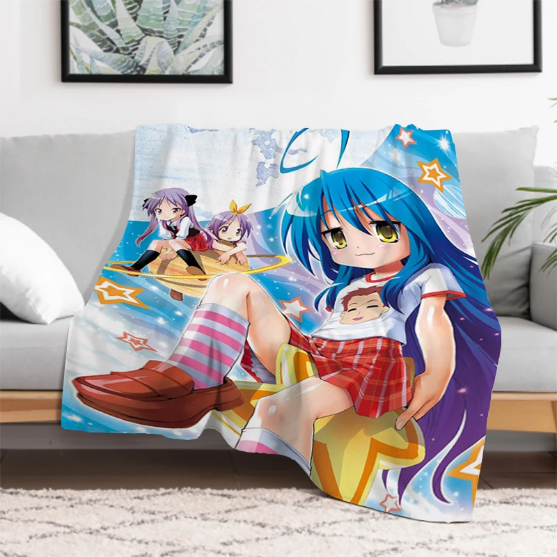 Anime Lucky Star Blanket Custom Microfiber Bedding Sofa Quilt Catnap Downy Mandula Lure Soft Plaid With Print Sofas Blankets