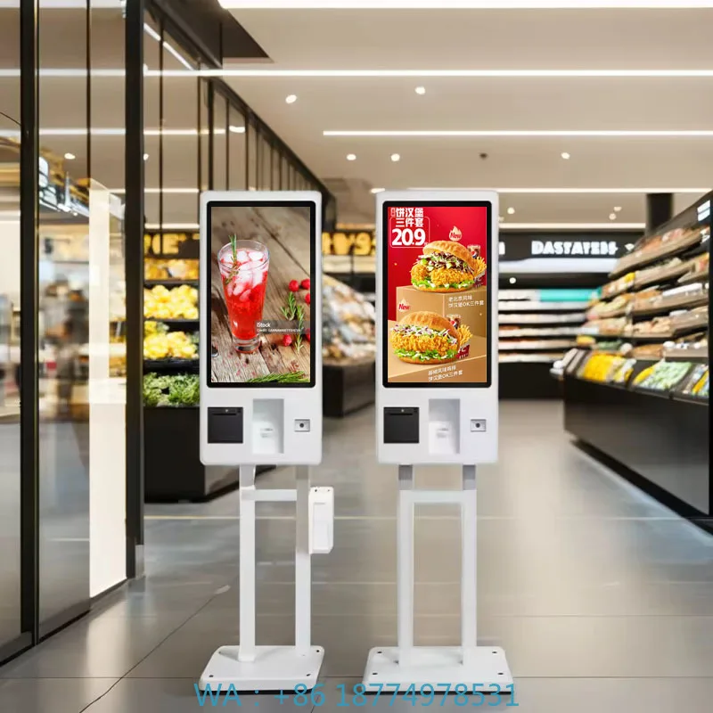 Self-Service Order System for Restaurants POS Machines24-Inch Indoor Android/Windows Touch Kiosk with QR Code Scanner
