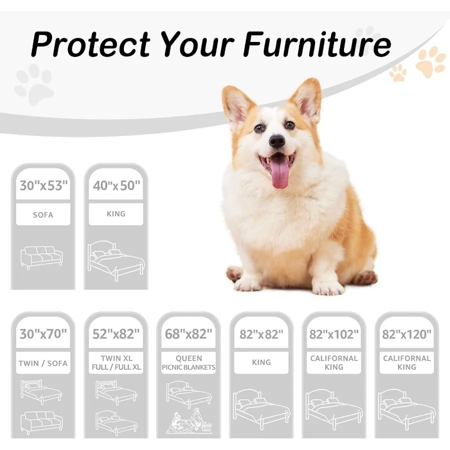 Wasserdichte Hundebettdecke, weiche Haustierdecken, wasserdichter Couchbezug für Hunde, wendbare Sofabezüge, waschbar für Möbel, 30 x 7 cm