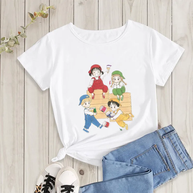 Cute T-Shirt Cartoon Graphic Tshirt Marmalade Boy Tee 90s Women T-Shirts Manga Short Sleeves Japanese Anime Streetwear