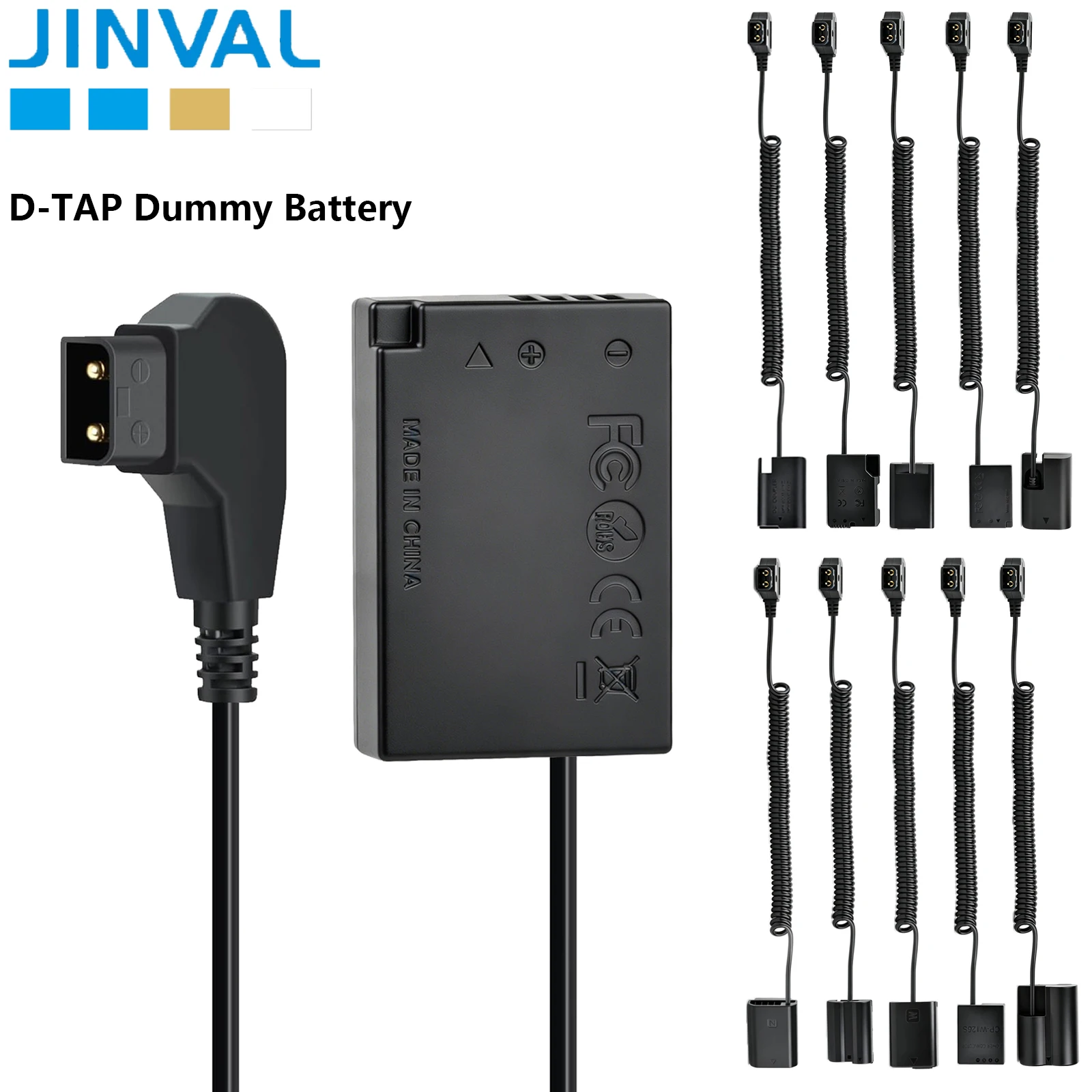 JINVAL D-TAP DC Coupler Dummy Battery Adapter For EN-EL25 LP-E6 LP-E17 EN-EL15 NP-FW50 NP-FZ100 NP-W126 W235 EN-EL14 DMW-BLK22