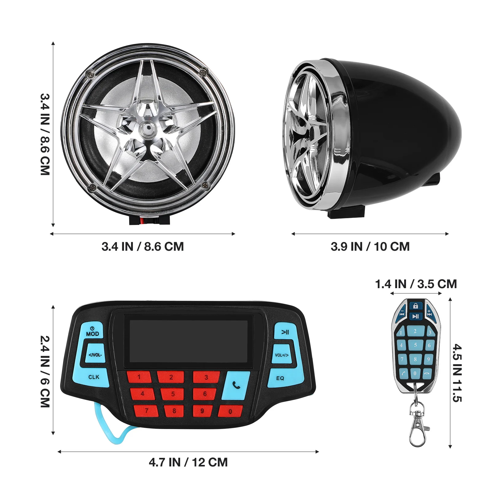 Motorcycle Waterproof Speaker Set Car Audio Wireless Stereo Portable Speakers Magnet Plastic System