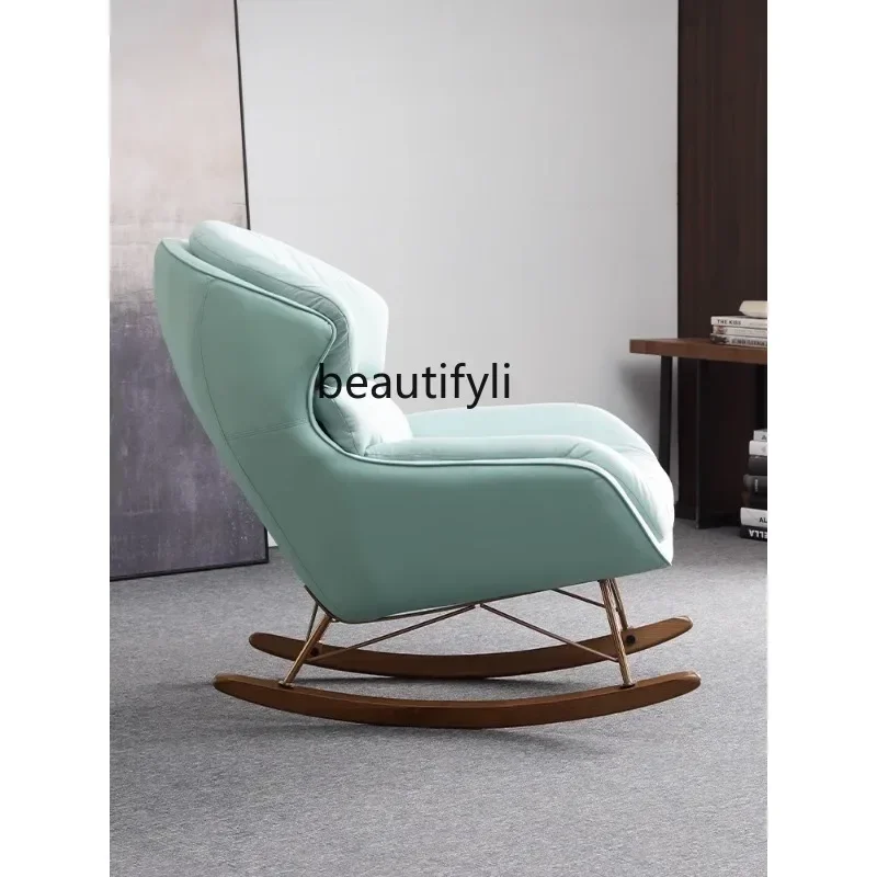 07Nordic  Rocking Chair Recliner Adult Household Small Apartment Simple Modern Living Room Balcony Leisure Rocking Chair Sofa