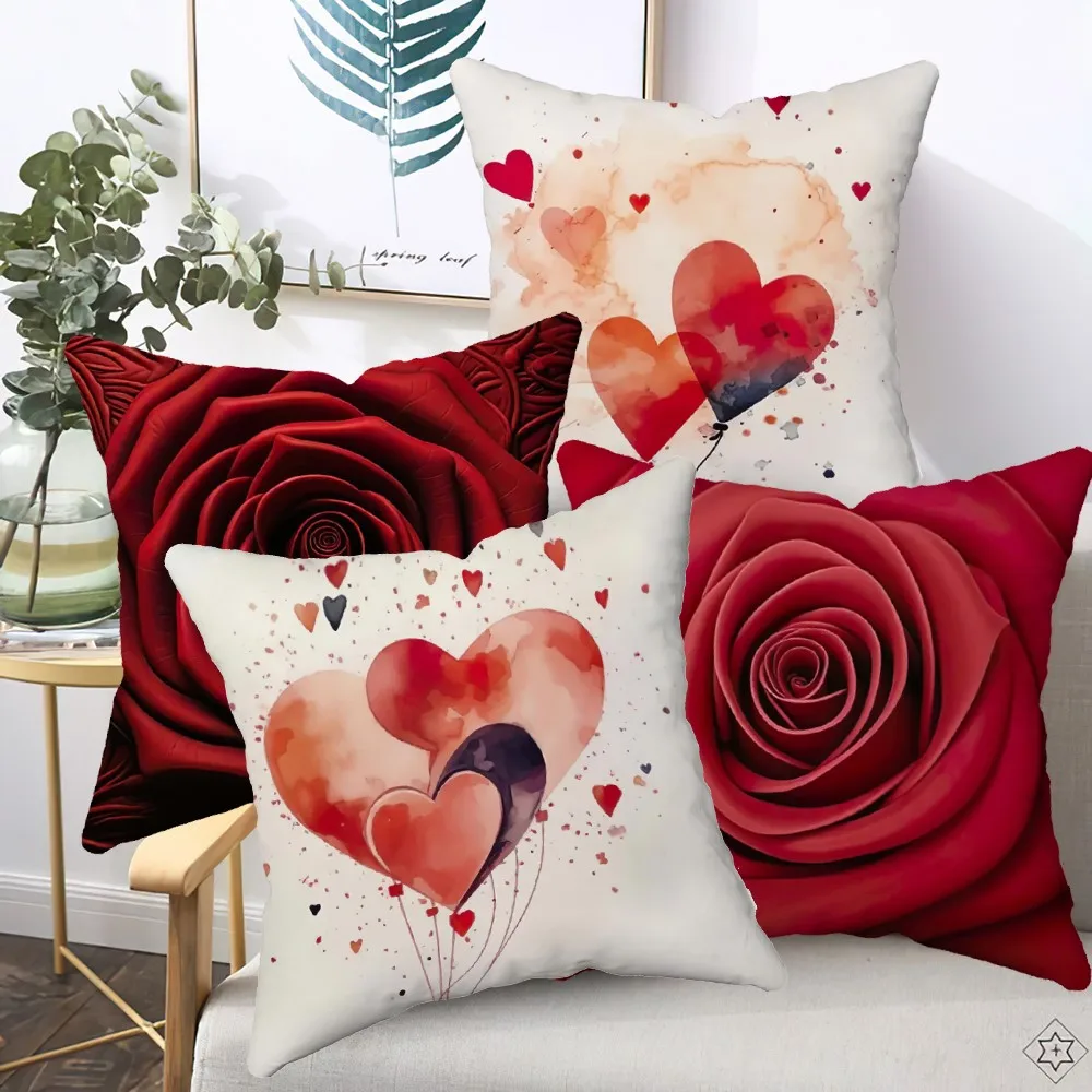 1Pc Personalized Valentine's Day Love Heart Pattern Throw Pillow,Double-Sided Design,Soft Plush Cushion with Insert,Perfect Gift