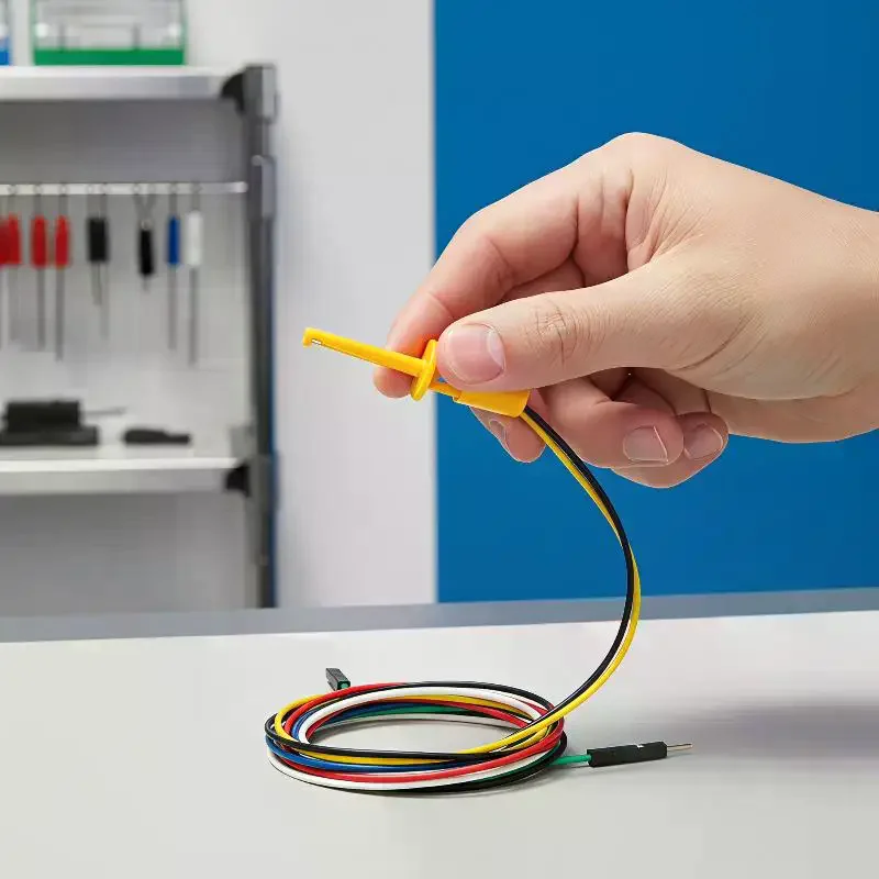 1Pcs Electrical Test Hooks With Male Female Connector Wire Transistor Tester Probe Clip For Multimeter Instrumentation
