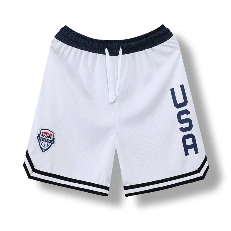 USA drukuj spodenki do koszykówki treningowe męskie spodenki aktywne luźne kieszenie jazda na rowerze ćwiczenia treningowe guma do biegania sportowe dolne ubrania