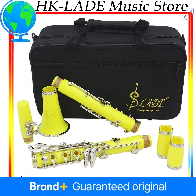 

Набор для деревянных духовых инструментов SLADE-Bb Pro с футляром и инструментами, 17 клавиш, желтый корпус, портативный для группы, путешествий, универсальный набор для кларнета