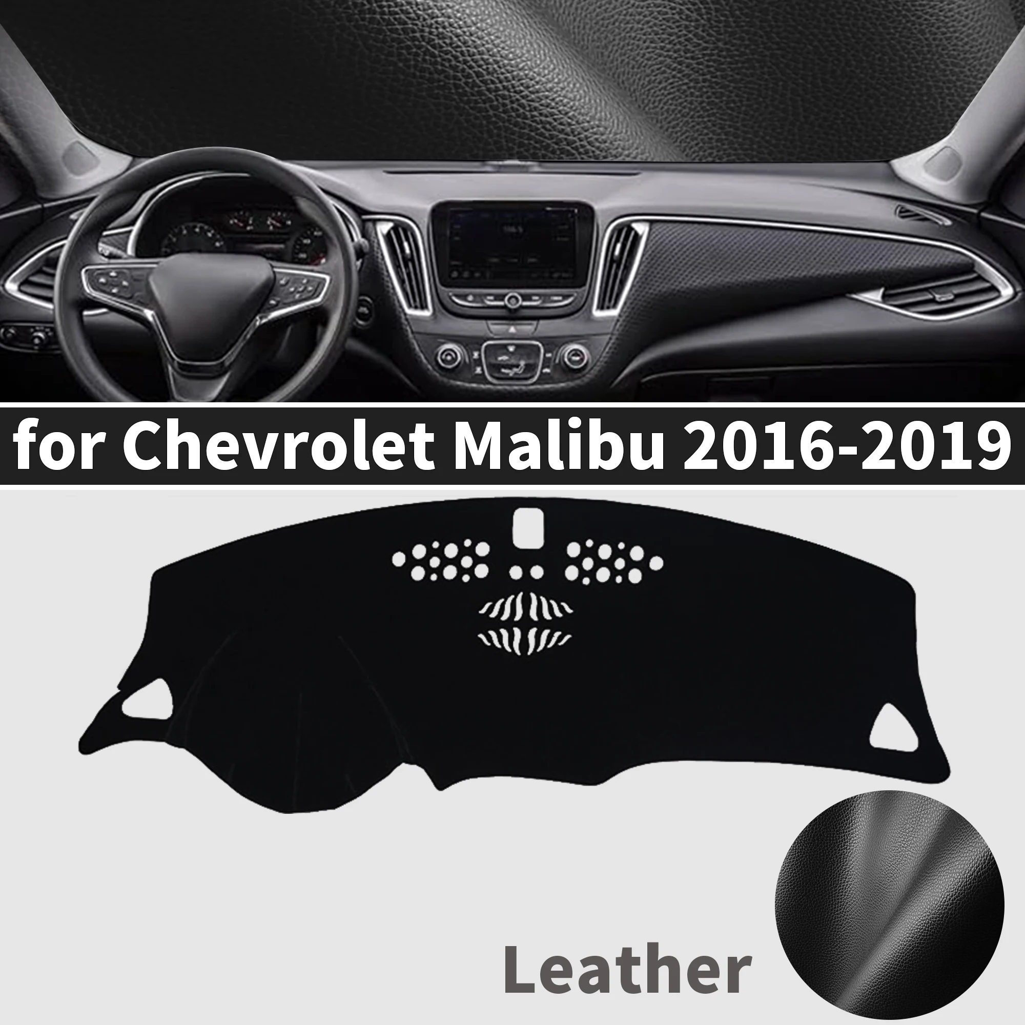 for Chevrolet Malibu 2016 2017 2018 2019 Dashboard Cover Mat Sunshade Anti‑Slip Dash Carpet Protector Interior Parts Accessories