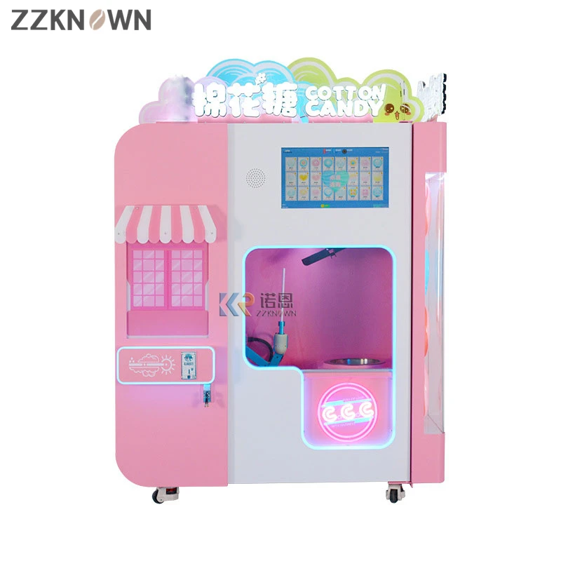 Double Door Flower Sugar Cotton Candy Maker Full Automatic Marshmallow Sponges Fairy Floss Vending Machine Candy Dispenser