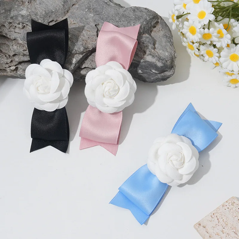 

Korean Fabric Camellia Bow Hair Clips for Women Girls Elegant Flower Hairpins Duckbill Clamp Headwear Hair Accessories