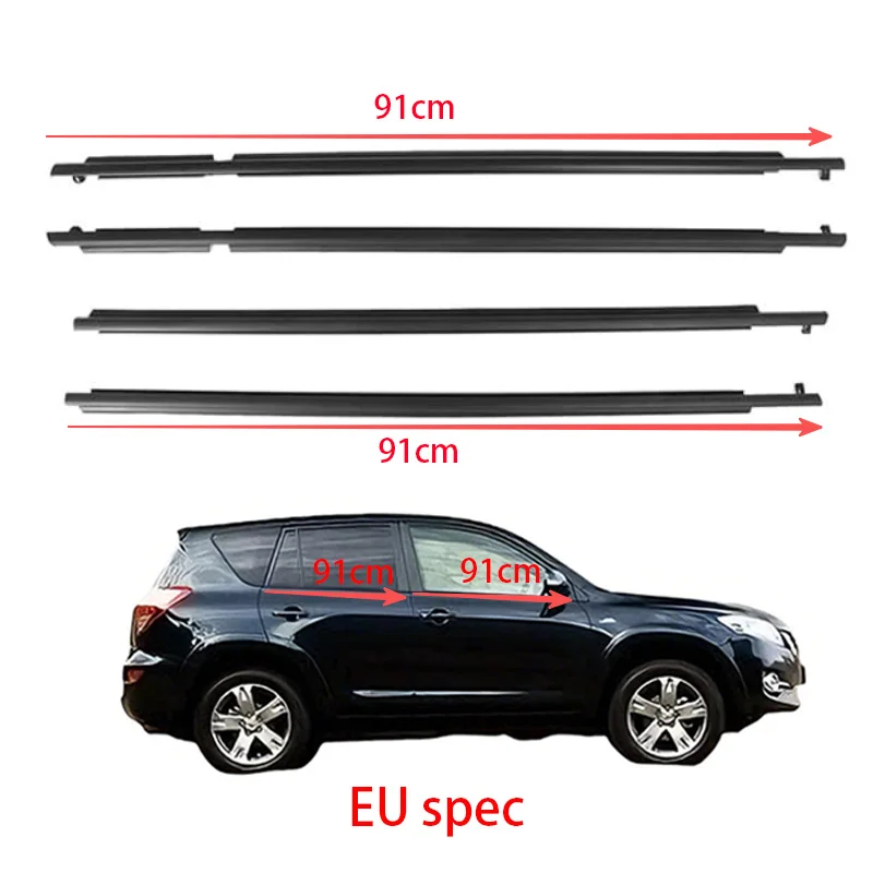 4Pcs Black Window Rubber Trim For RAV4 2009-2012 Weatherstrip Seal Side Door Glass Replacement Belt Waterproof 75720-0R020