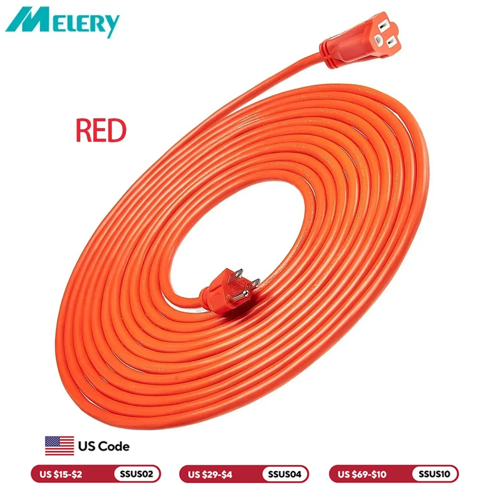 

Удлинитель питания, виниловая уличная электрическая вилка США, розетка 5/10/20 м, гибкая заземленная для дрели, электромобиля, велосипеда