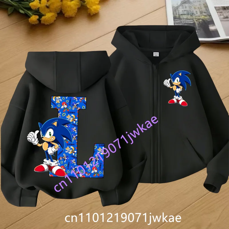 

Sonic 26 Letter Zipper Hoodie Set Girls Anime Zipper Hoodie Fashion Coat Kids Cartoon Teen Tracksuits Toddler Clothe Sport Suit