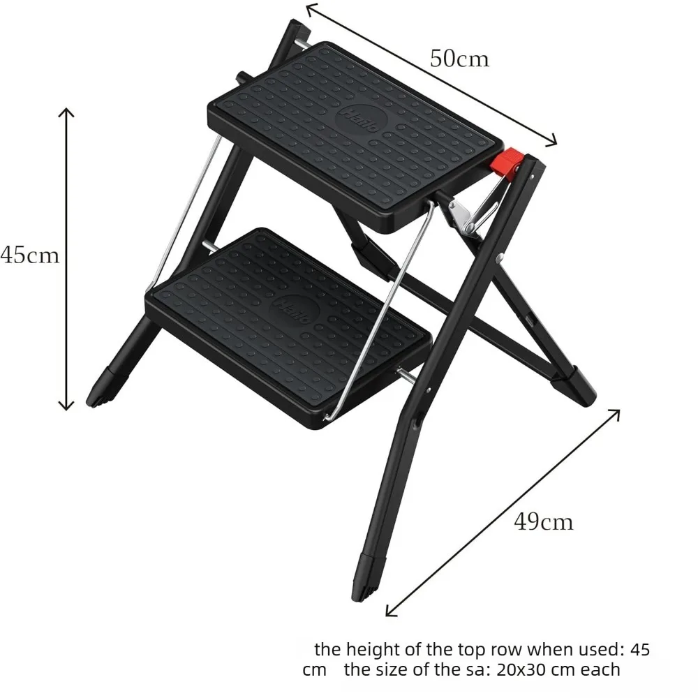 Deliladder Mini Steel Stepladder 2-Tier Foldable Lightweight Step Stool EN131 Certified Home Use