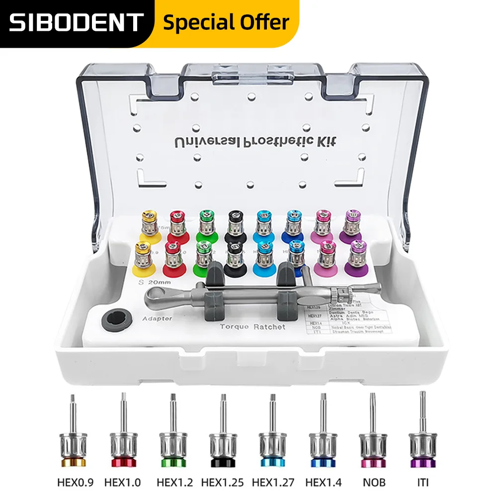 

High Quality Screwdriver Tools Dental Implant Torque Wrench Ratchet 10-70NCM with Drivers & Wrench Kit