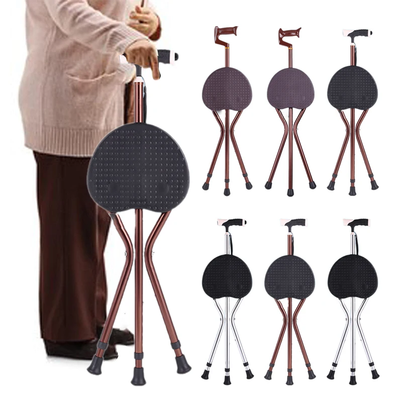 Elderly People\'s Crutches, Stools, And Chairs. Non Slip Eight Crutches, Folding And Portable Seats.