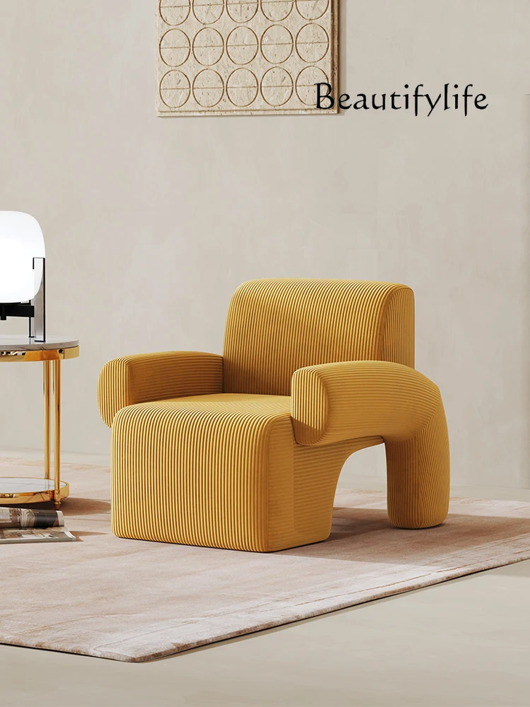 Sedia semplice e moderna per il tempo libero, tessuto rosso, soggiorno, divano di lusso leggero, poltrona di design