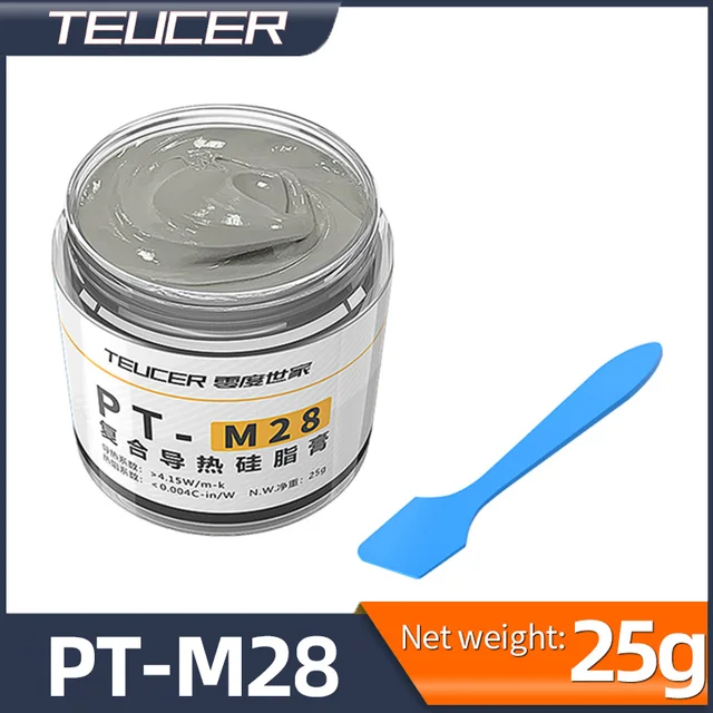 Teucer PT-M28 Procesor Rozpraszający ciepło smar termiczny Komputer PC CPU GPU Pasta chłodząca 25g Butelkowana ze skrobakiem
