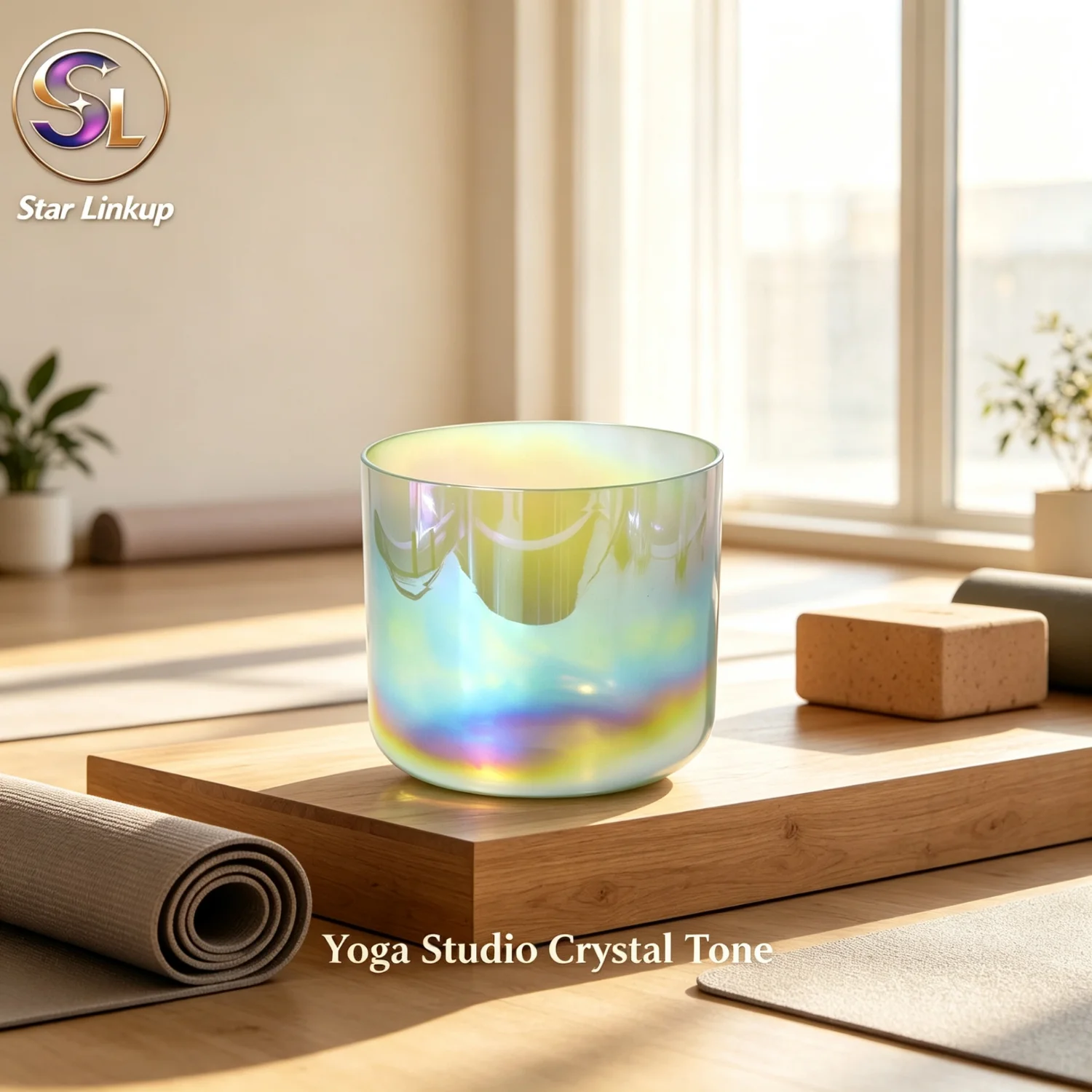 Star Linkup Aurora Rainbow Quartz Crystal Singing Bowl Chakra Sound Bowl with Bag, Mallet & O-ring for Yoga Sound Bath