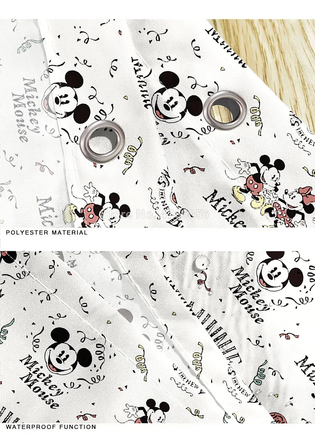 Kids Gift Mickey Mouse Print Bathroom Set Cartoon Shower Curtain with 12 Hooks Pedestal Rug Lid Toilet Cover Bath Mat Set