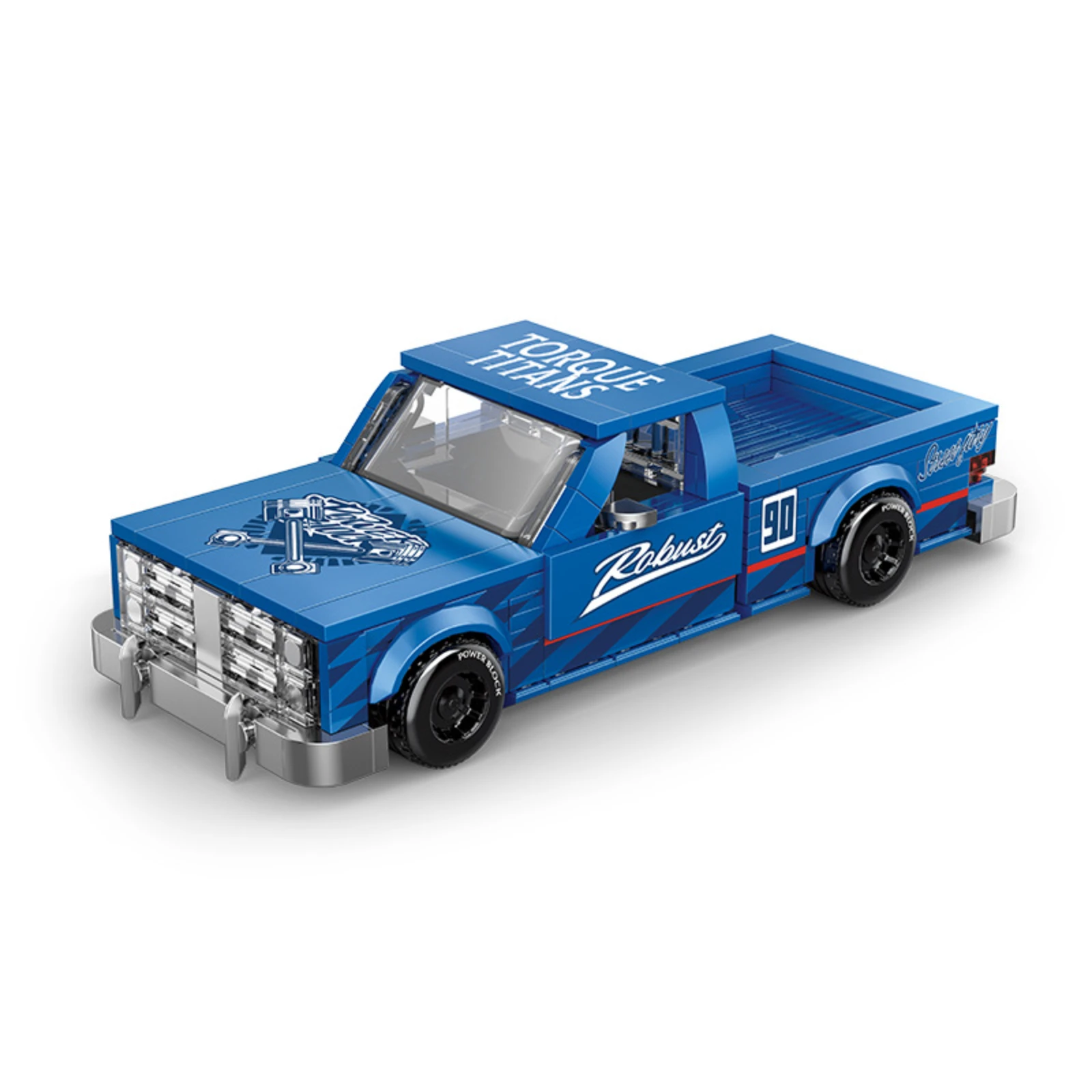

Blue Retro Puzzle Block Pickup Truck Pioneer Eight Grid Car With Container Toy Car Classic Collection Children's Birthday Gift