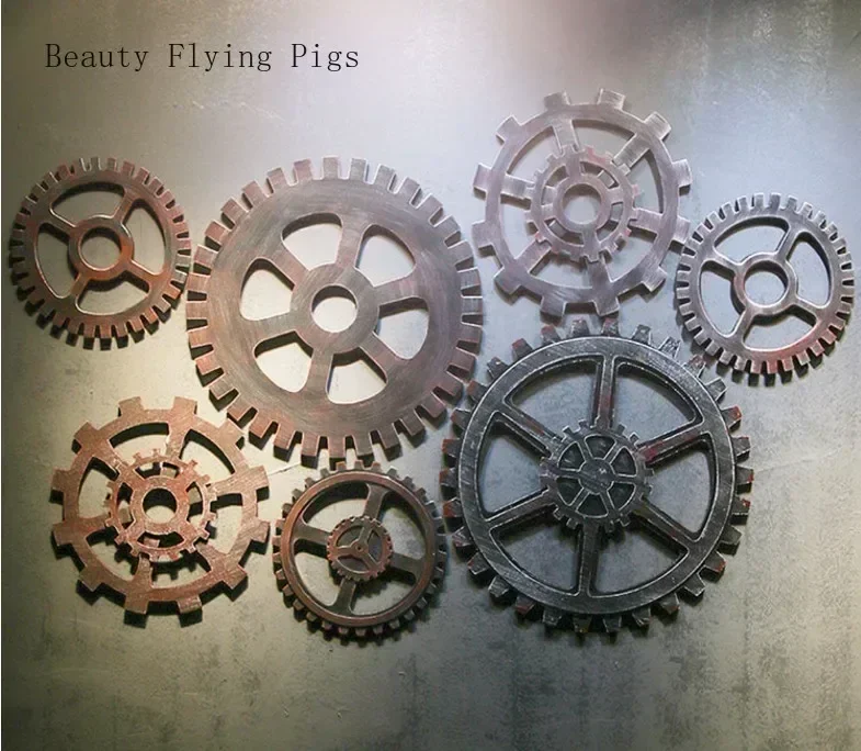 Direct Marketing Creative Retro Industrial Wind Decoration Wooden Round Gear Bar Wall Room Home Wall Hanging Decorations