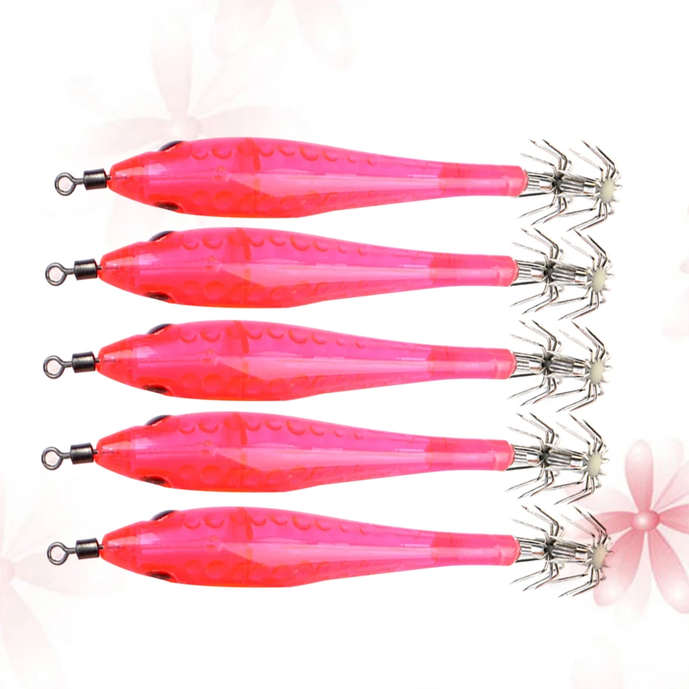 

5 Pcs Colorful Squid Hooks Durable Premium Material Fishing Accessories Sea Hooks Tackle Octopus Lures Plastic Bait Night Glow