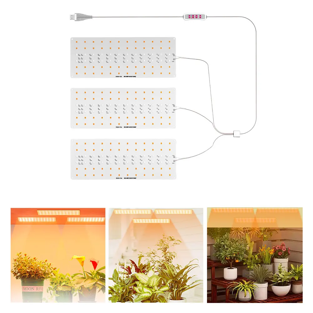 Ultra-Thin Panel Grow Lights USB Under Cabinet Grow Lamp with Timer Plant Grow LED Light Dimmable for Indoor Plants Grow LED