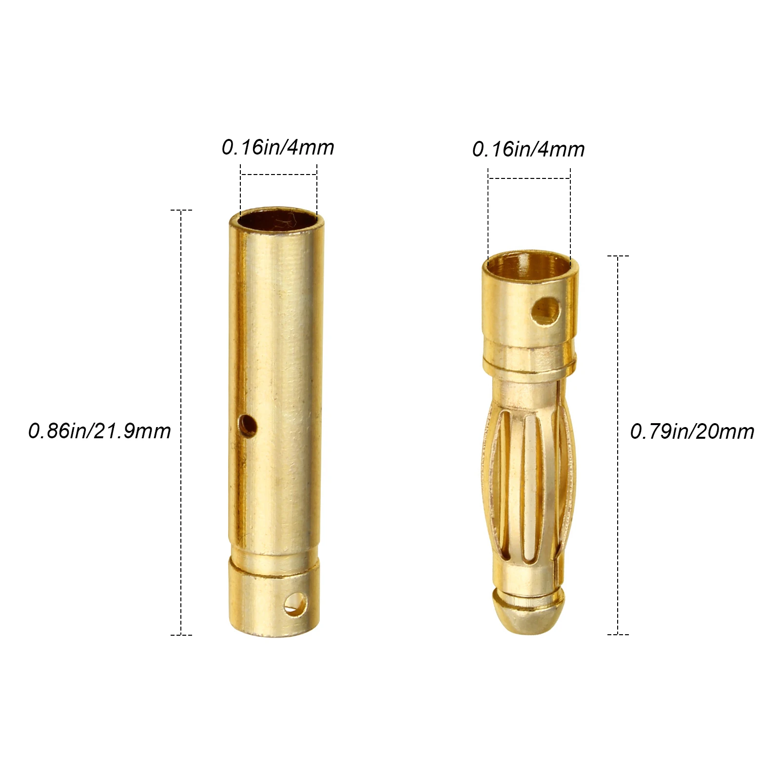HobbyPark RC Battery ESC Motor Wire 4mm 4.0mm Gold Bullet Connectors Female Male Plugs (10 Pairs)