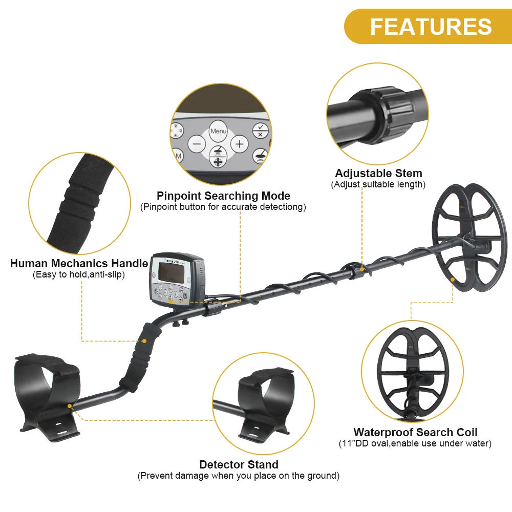 High Sensitivity Underground Metal Detector Metal Hunter Gold Digger Treasure Hunter Depth 2.5m Waterproof Coil