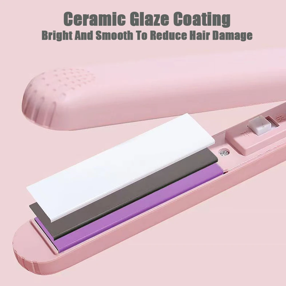 Pink Ceramic Flat Iron Hair Straightener For Smooth Finish Ceramic Floating Plates Quick Heat Up Pro Salon Curler Hair Wand