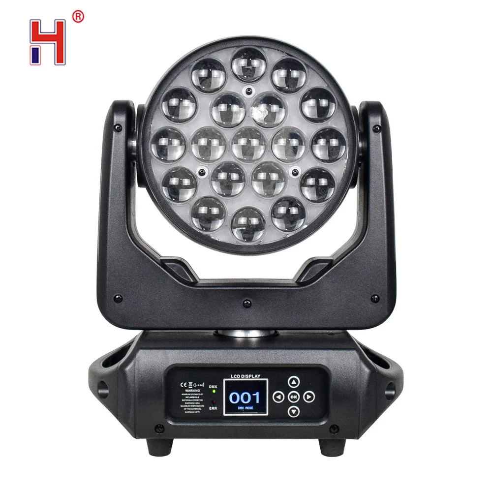 HongYi LED Moving Head Licht 19x15W RGBW 4In1 Leier Strahl Waschen Zoom Kreis DMX Steuerung Professionelle DJ Für Disco Bar Bühne Lichter