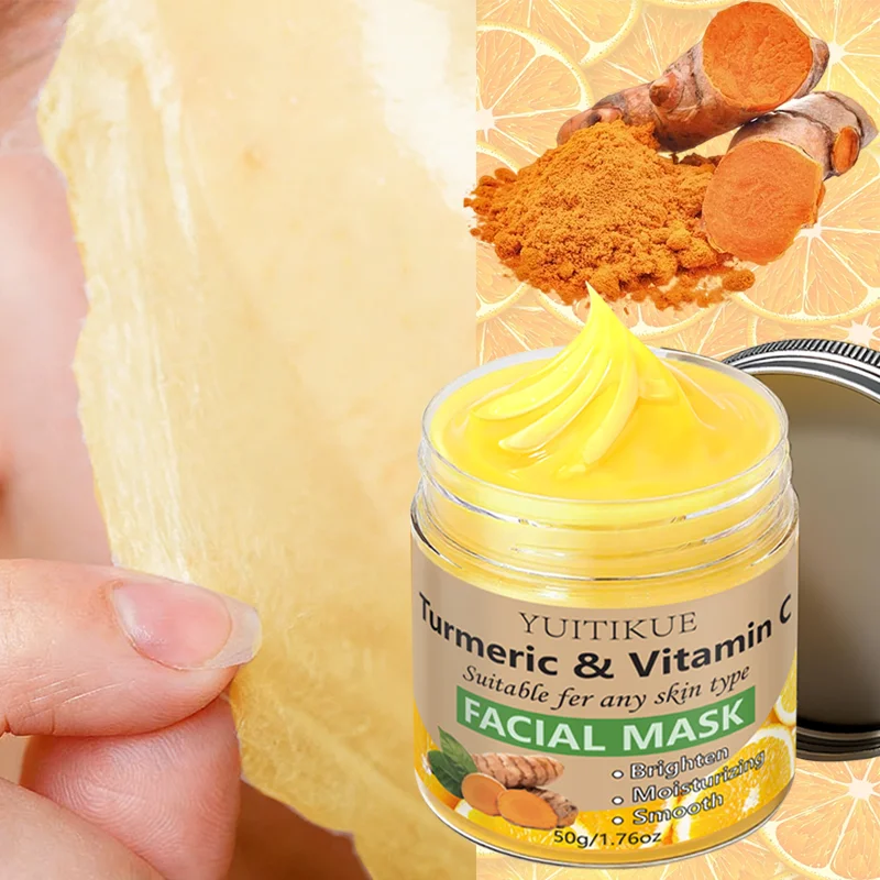 YUITIKUE Máscara Facial de Cúrcuma &amp; Vitamina C - Clareia, Hidrata e Suaviza TODOS os Tipos de Pele
