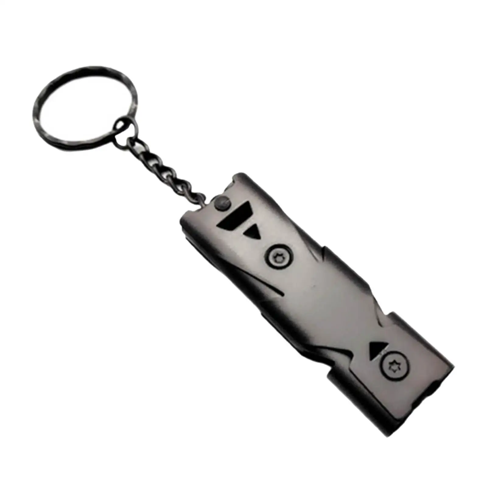 صافرة السلامة الفولاذ المقاوم للصدأ بصوت عال الإنقاذ في الهواء الطلق الطوارئ صفارة إنقاذ المفاتيح للمشي لمسافات طويلة التخييم القوارب