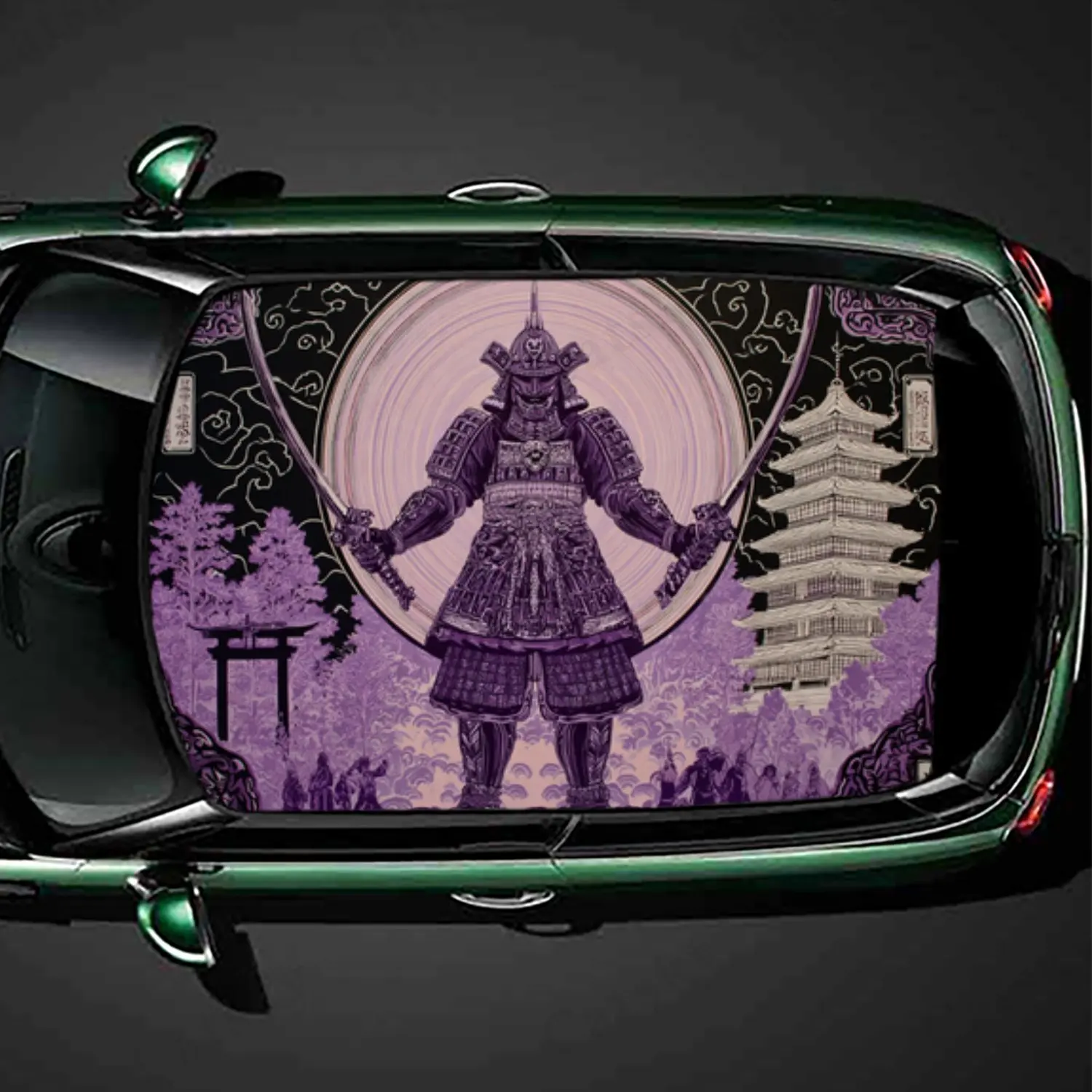 Purple Moon Warrior Shadow Car Roof Sticker, PVC Self-Adhesive Waterproof Car vinyl Decal, Car Decoration Protection Stickers, E