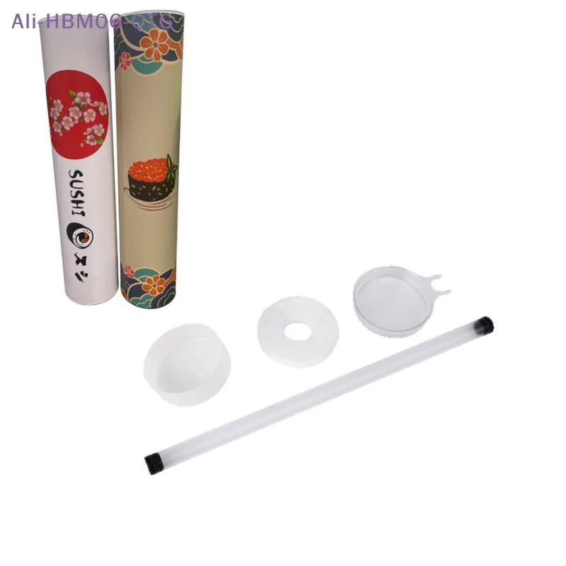 [New]Round Sushi Push Box With Sauce Straw Food Grade Sushi Mold Cone Push Up Paper Bucket Packaging Paper Box Bento Accessories
