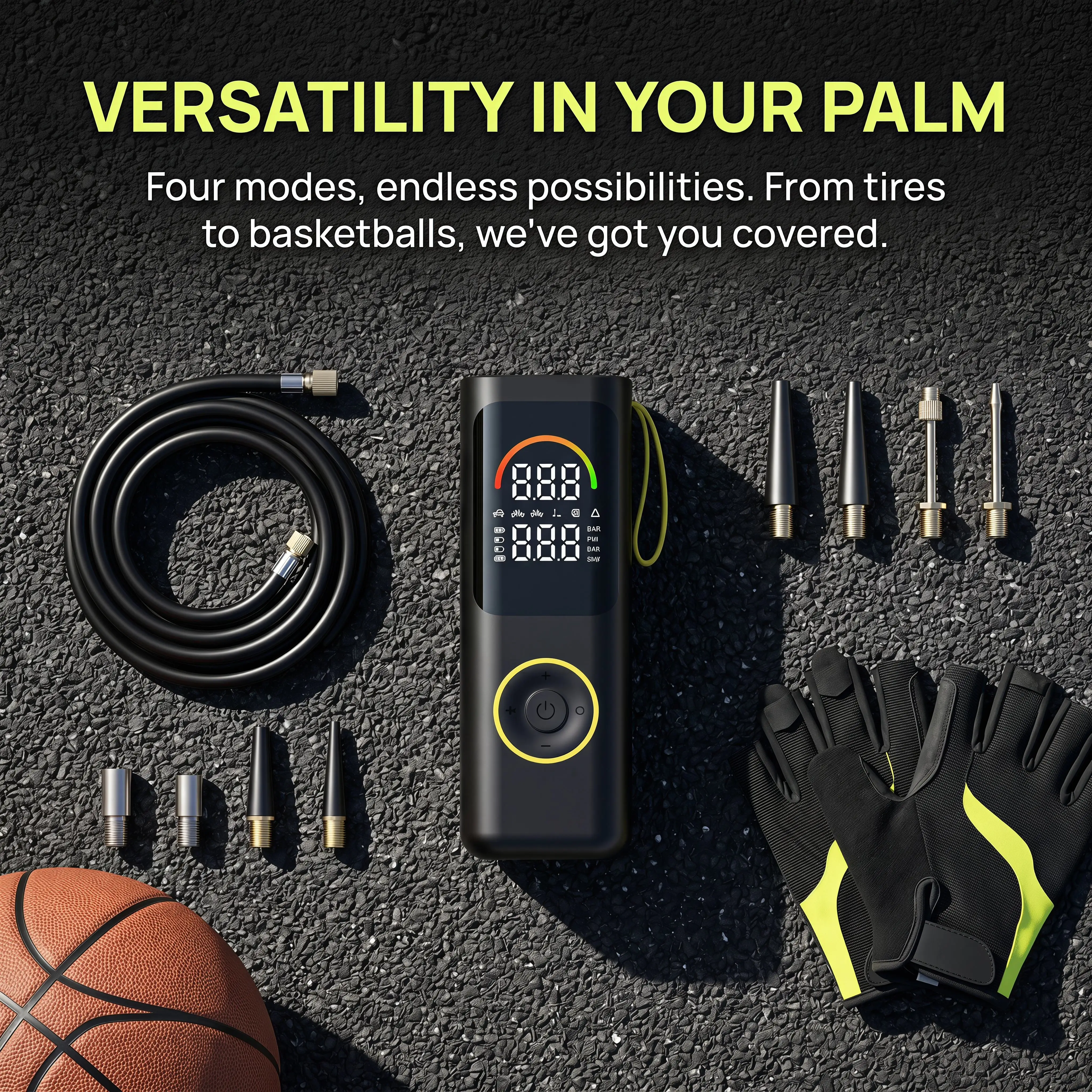 3-in-1 Portable Wireless Car Tire Inflator 150PSI Air Compressor 5400mAh Type-C Fast Charging Air Pump for Bike Car E-Bike Ball