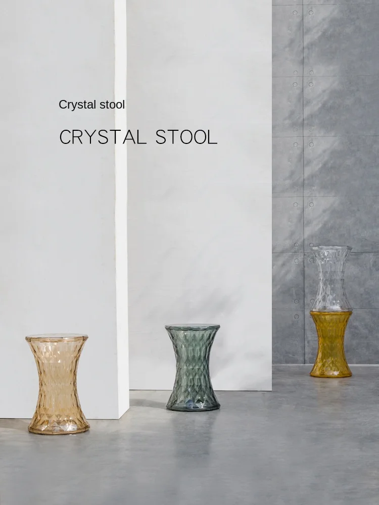 

Crystal Stool Nordic Simple Color Diamond Transparent Stool Bathroom Home Shoe Changing Stool Creative Low Stool Sofa Side Table