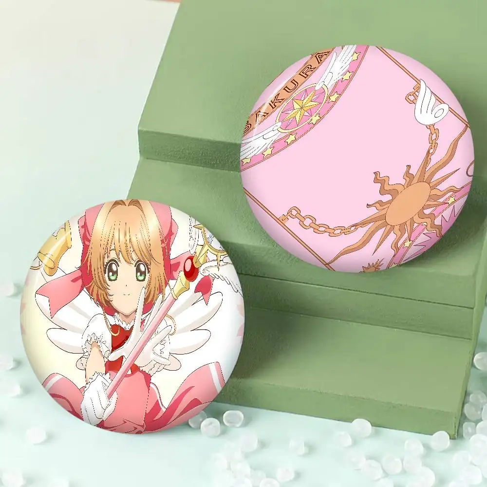 Cardcaptor Anime Sakura Tinplate Pin Button Custom Anime Role Old-school Brooch Cartoon Collar Badge Jewelry Gift Fans