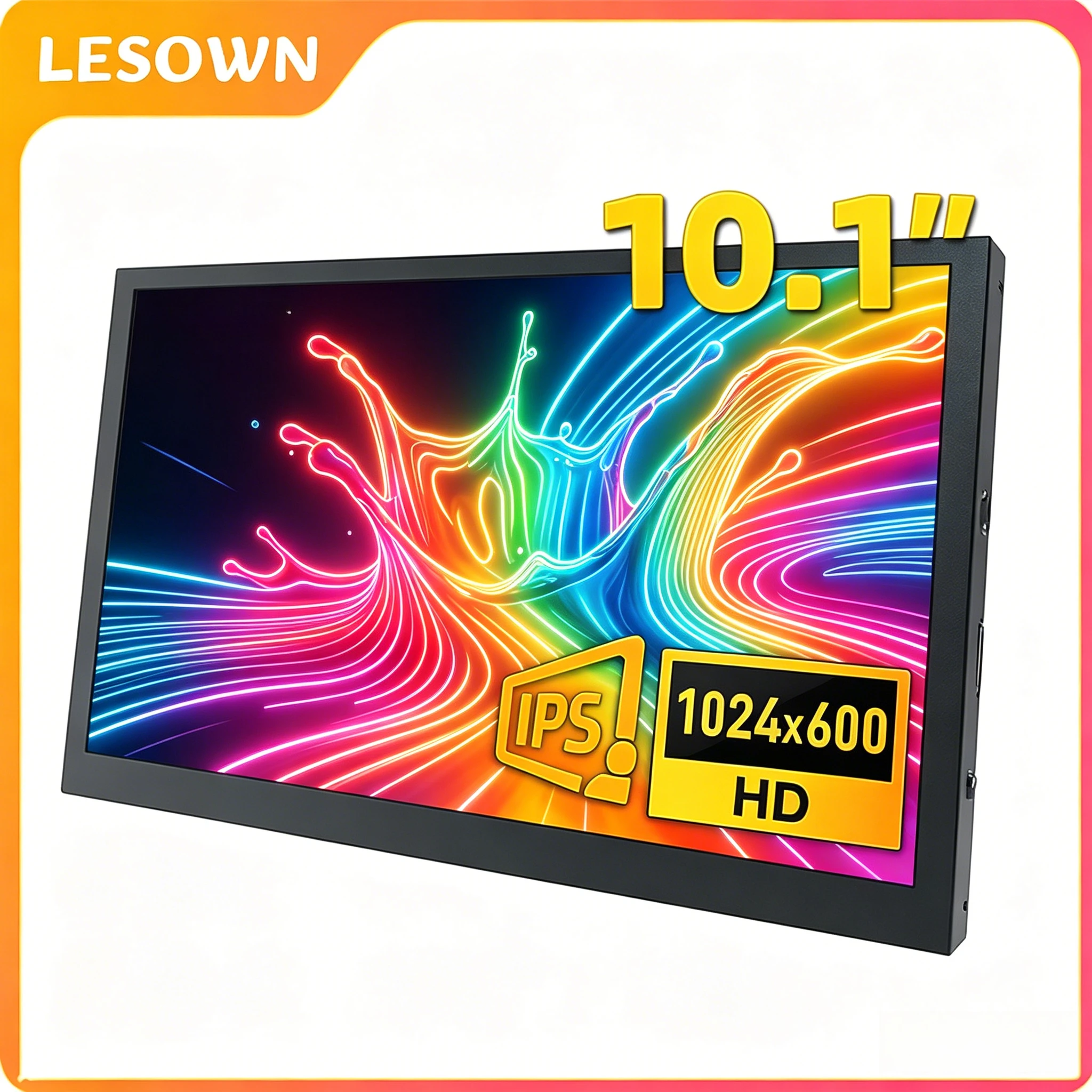 

LESOWN VESA Mounted PC Mod Screen 10.1" 1024x600 Aluminum Alloy External Monitor HDTV 16:9 for AIDA64 Hardware Setup