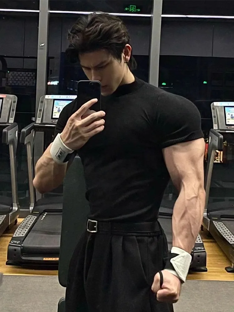 

Bla ort Sve T-irt Men's Summer 2025 New Trend Brand Slim Fit Sport Fitn Elastic f Sve Body irt Polyester ...