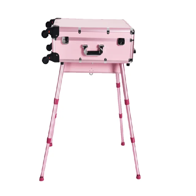 top sales 3 types Professional Rolling Studio Makeup Artist Cosmetic Case Beauty Trolley Light Mirror Box Pink Train