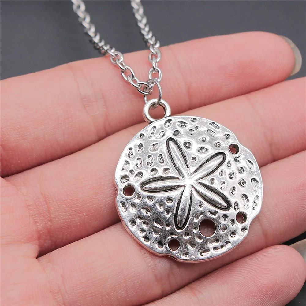 Antique Silver Color 35x30mm Sea Urchin Pendant Necklace For Women Men Long Chain Necklace