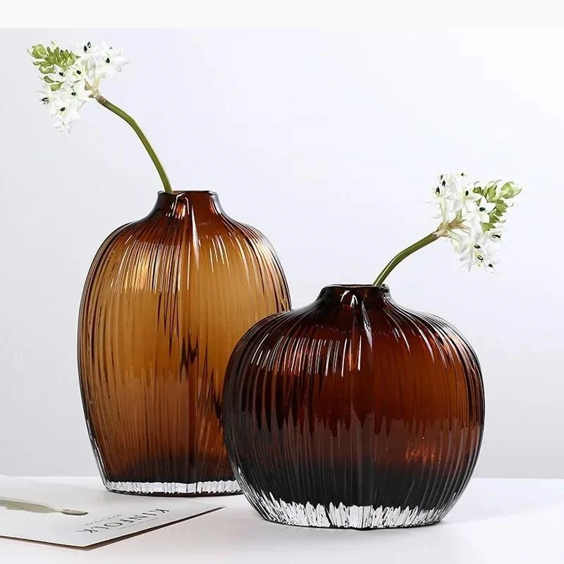 Glass Vase Hydroponic Transparent Flower Pots Desk Decoration Flower Arrangement Modern Floral Vases Room Aesthetic Decor