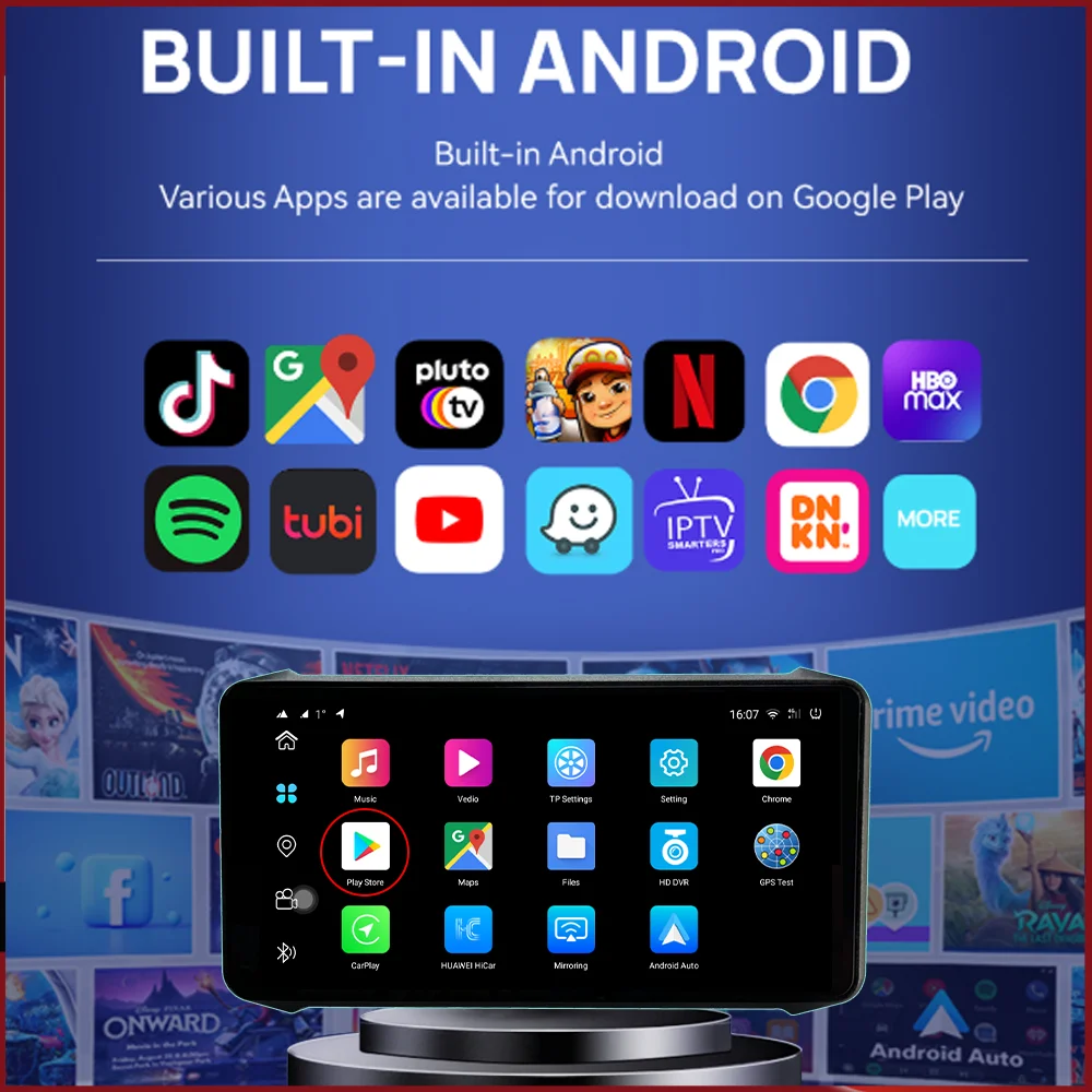 INAVI 6.1-inch 4G Android  Motorcycle Navigation Carplay IP67 Waterproof Smart Screen Video Recorder Dual Lenses ADAS