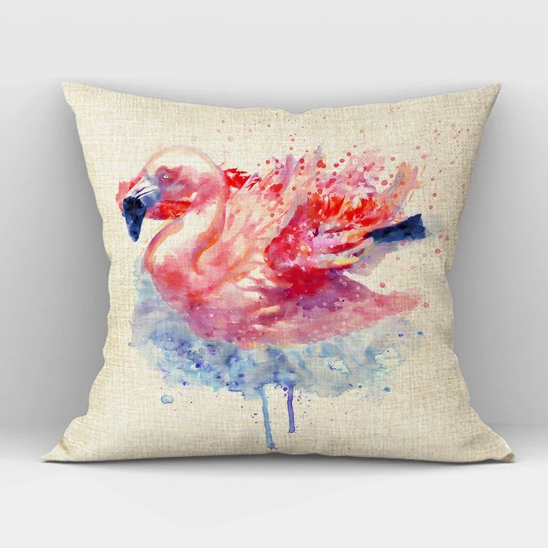 Pink Flamingo Print Cushion Cover Geometric Decorative Throw Pillow Case Custom Pillowcase for Home Decor