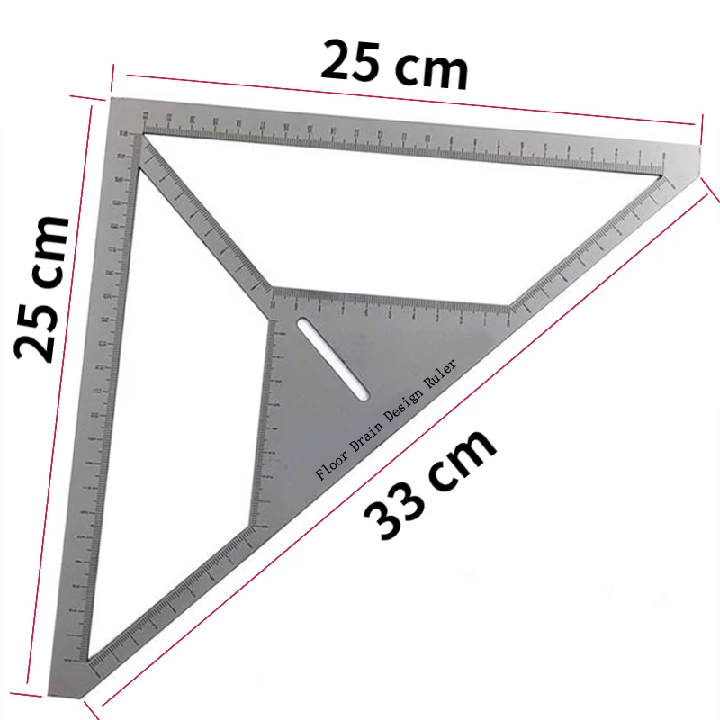 Thicken Floor Drain Ruler Multifunction Tile Stainless Steel Triangle Ruler Multiple Patterns Bricklayer Bathroom Measuring Tool