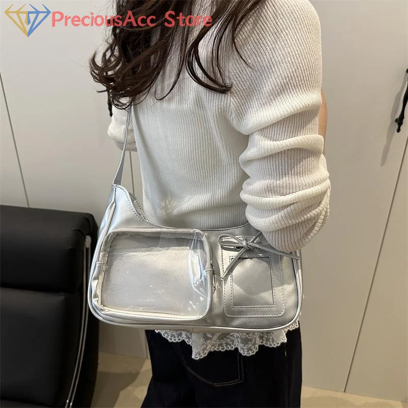 Clear Ita Shoulder Bag Large Capacity Crossbody Purse for Pin Badges Collection Girls School Commute Travel for Campus Travel